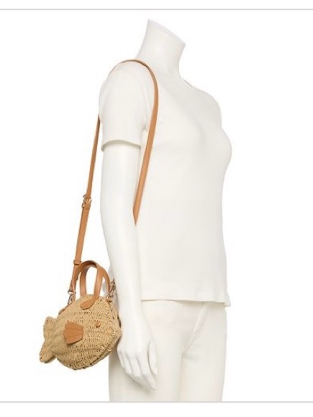 LC Lauren Conrad Tan Woven Fish-Shaped Straw Clutch - Picture 3 of 4
